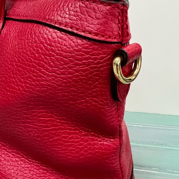 Ralph Lauren Red Leather Satchel With Crossbody Strap - Picture 5 of 14